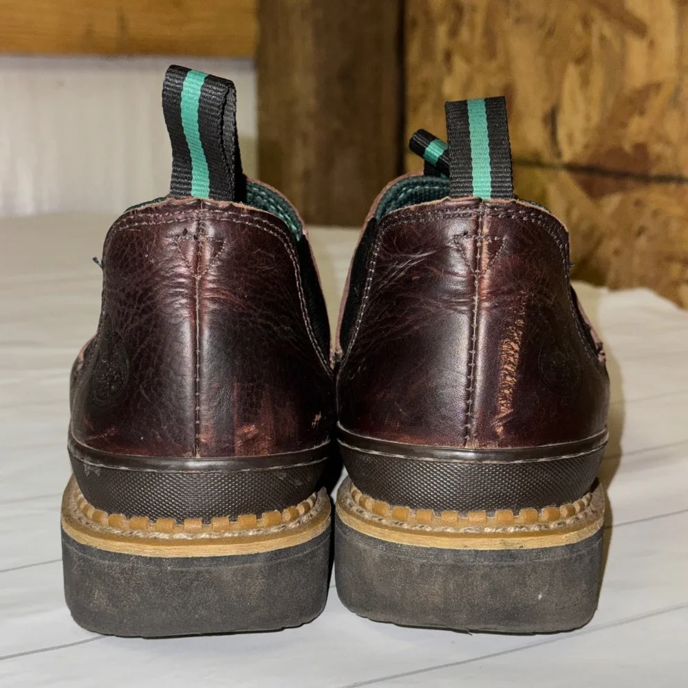 Georgia Giant Romeo Work Boots Oil Resistant Brown Leather Slip On Shoes Men 10M